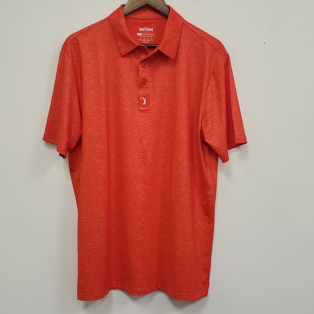Bogey Bros Mens Short Sleeve 1/4 Button Golf Polo Size L Red 69 Athletic Sport